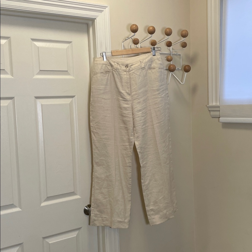 Chico's - Wide Legged Preppy Cottagecore Linen Pants - Khaki - 2